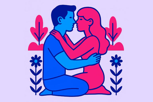 Pareja íntima ofreciendo flor — exploración de sexo consciente