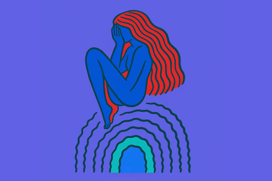 Ilustración simbólica de una mujer explorando emociones relacionadas con vibrador como usar en pareja.