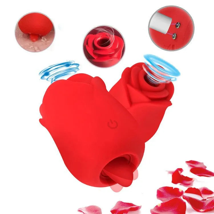 Blossom - Succionador de clítoris con lengua y vibración, diseño en forma de rosa para placer intenso.