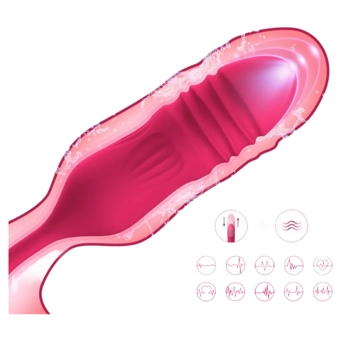 Detalle interno del vibrador de Camila con modos de vibración y empuje.