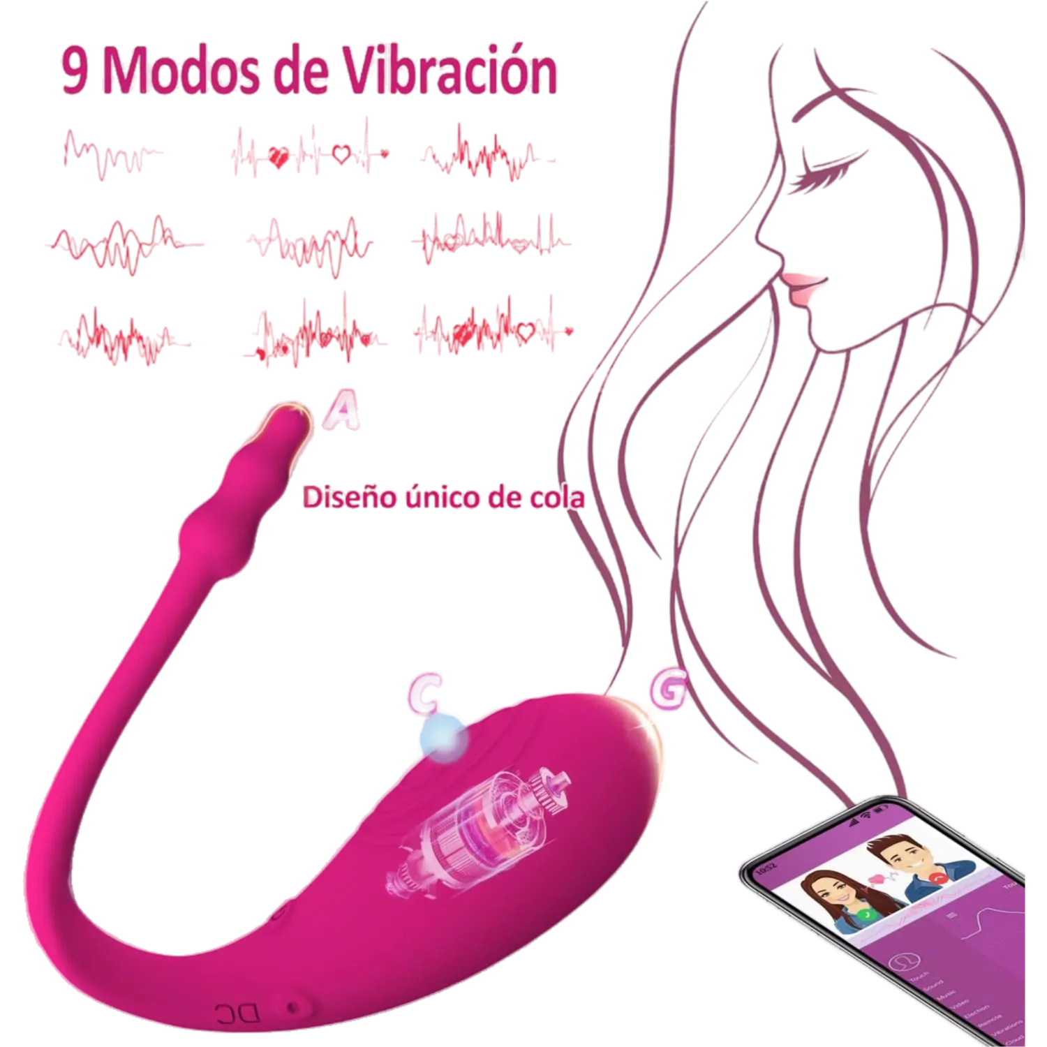 Liora vibrador huevo de Desire Mosaic, 9 modos de vibración, diseño ergonómico único y control por app para máxima estimulación.