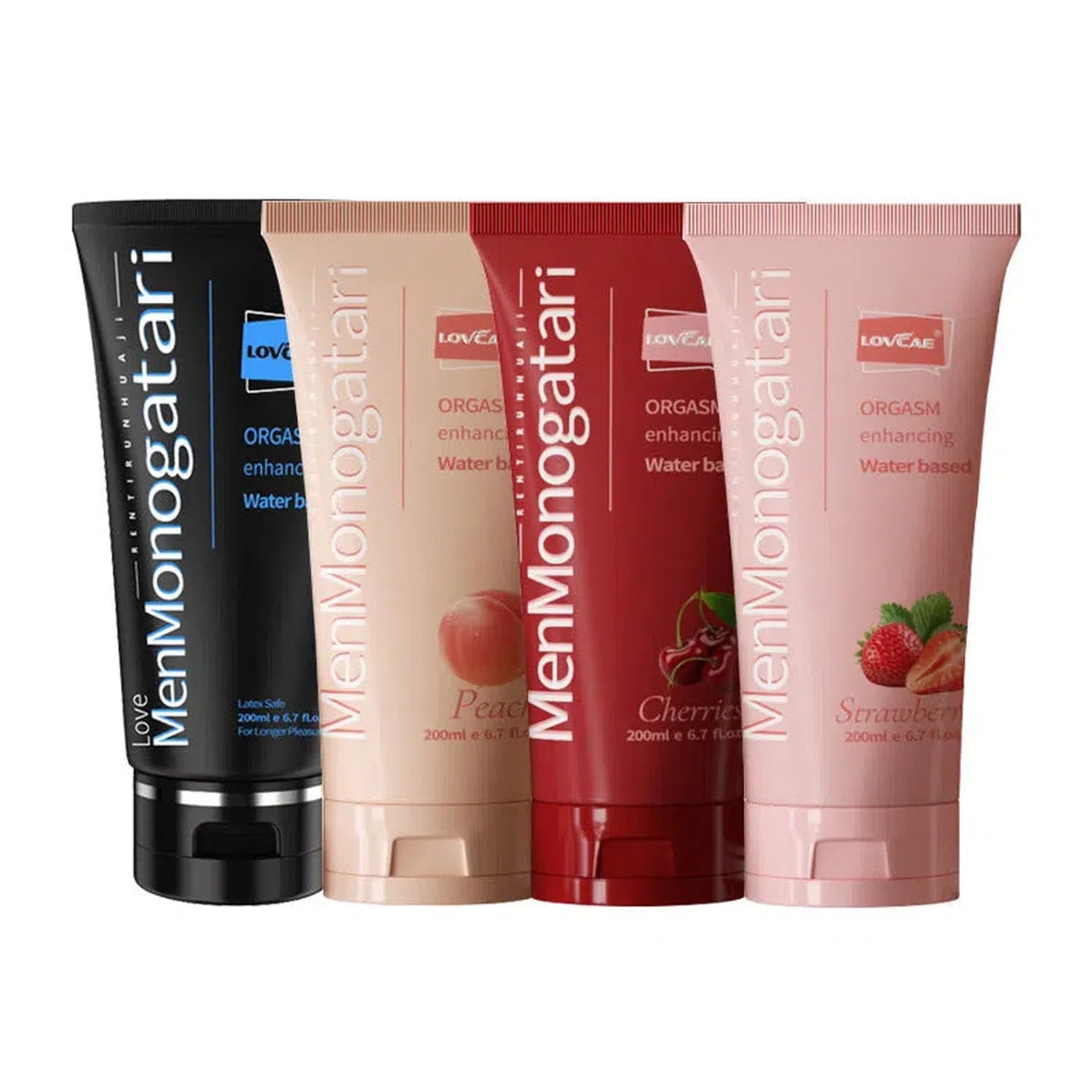 Lubricantes sabores Fruité con fresa, melocotón y cereza, ideales para juegos íntimos con lubricante comestible y base de agua.