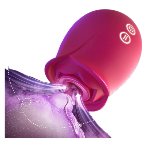 Rubira vibrador de mujer mostrando estimulación directa del clítoris con succión anatómica precisa


