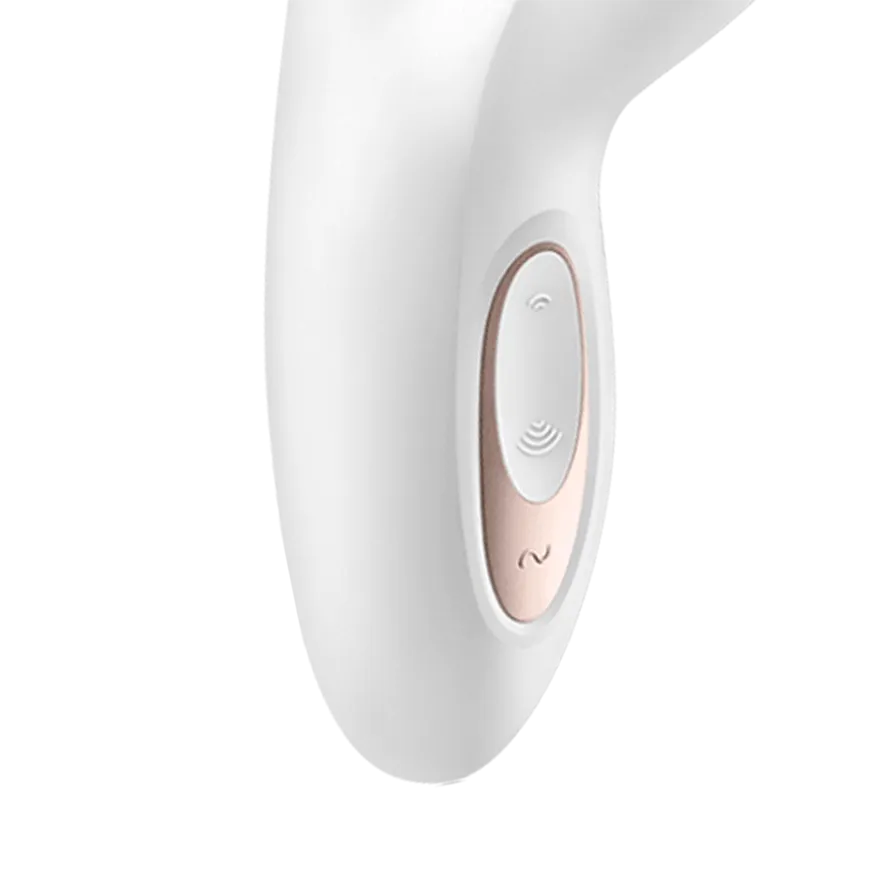 Botón de control del Satisfyer Pro+ G-Spot Rabbit con ajuste de vibración y succión