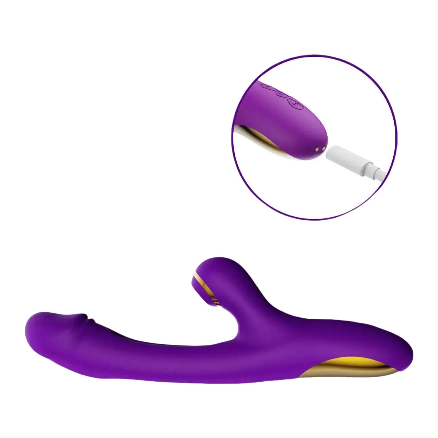 Vera - Vibrador 3 en 1 Púrpura con Carga USB, 7 Modos, Tapping y Succión para el Clítoris, Juguete Sexual para Mujer