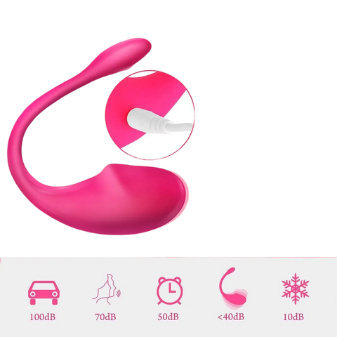 Vibrador LUA con carga USB magnética, tiempo de carga 1.5h, uso continuo hasta 2 horas.