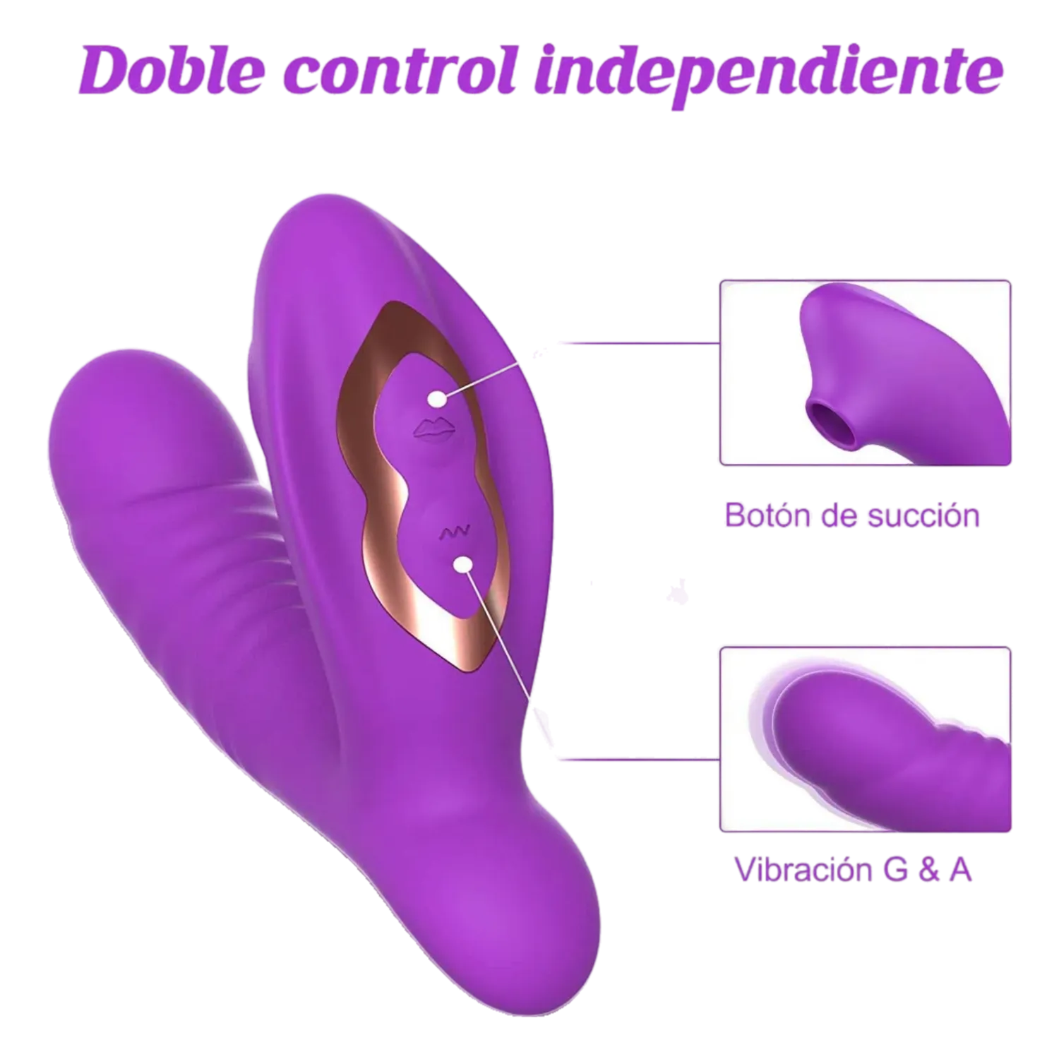 Vórtex, estimulador clítoris con doble control independiente para succión y vibración.