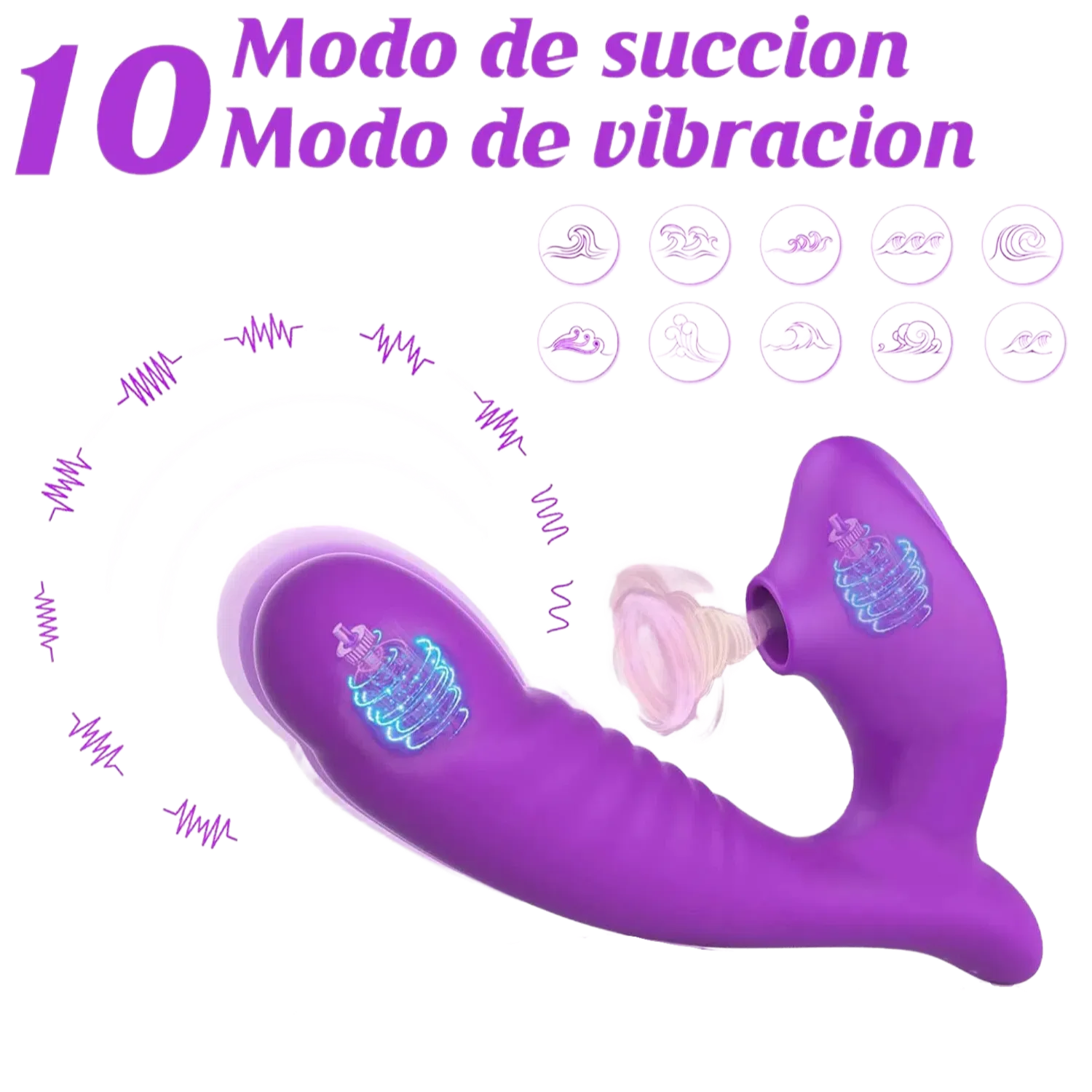 Vórtex - 10 modos de succión y vibración para estimulación del clítoris y punto G